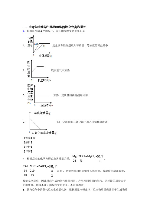 中考化学易错题专题训练-气体和固体分离和提纯练习题及详细答案