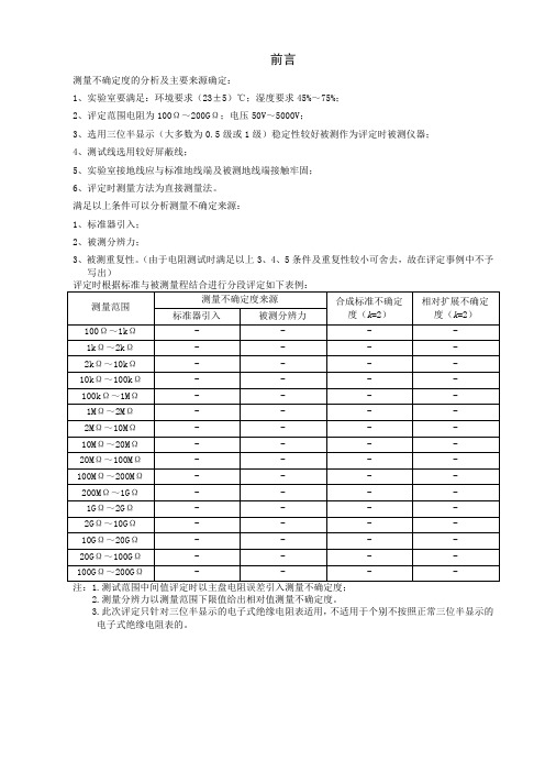 电子式绝缘电子表不确定度评估(CMC)