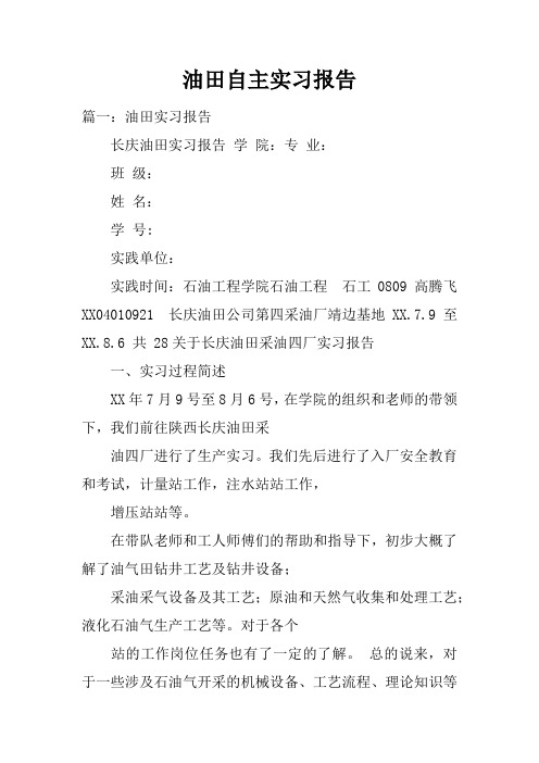 油田自主实习报告doc