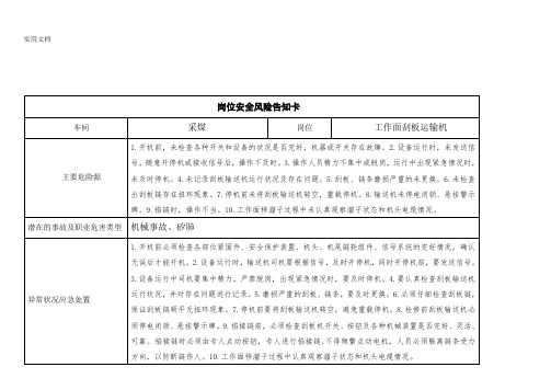 煤矿全套安全风险告知卡