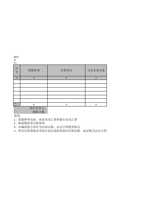 集团应收票据清查明细表