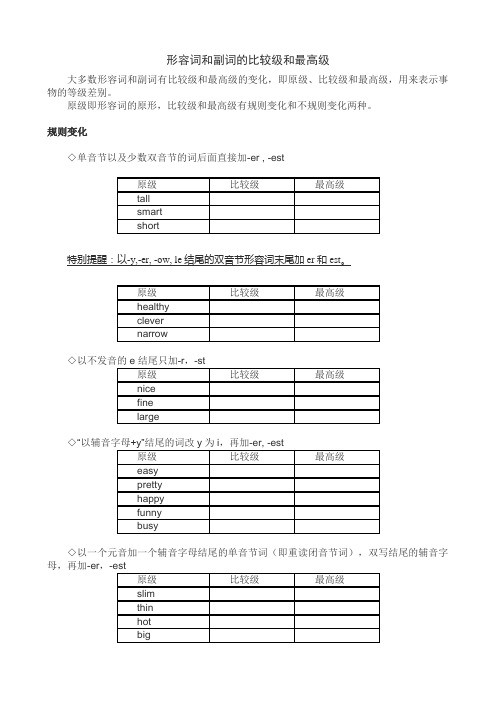 形容词和副词的比较级和最高级