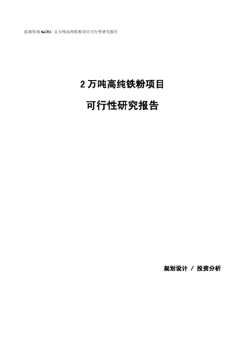 2万吨高纯铁粉项目可行性研究报告