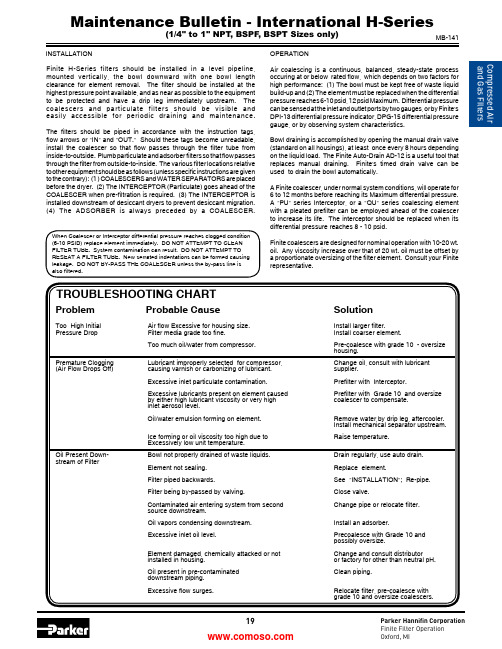 Parker Hannifin Corporation 压缩空气和气体过滤器手册说明书