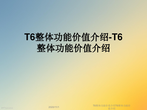 T6整体功能价值介绍T6整体功能价值介绍