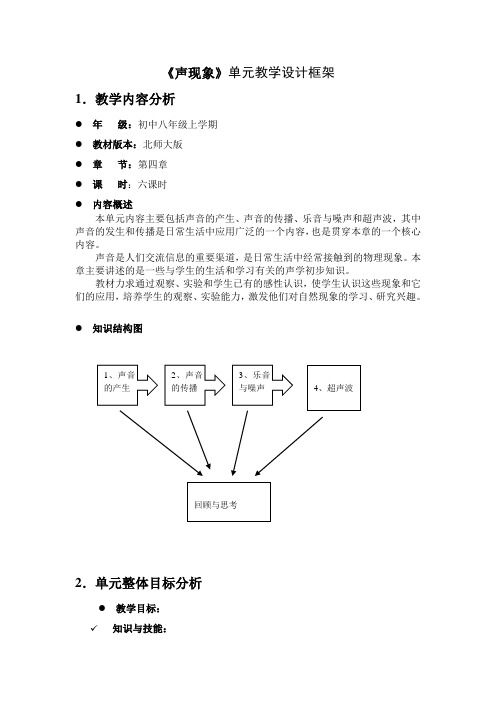 《声现象》单元教学设计框架