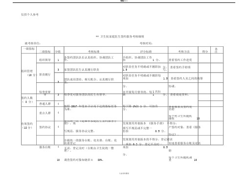 家庭医生签约服务考核细则