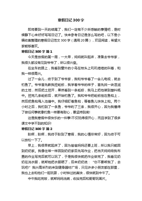 寒假日记范文300字(通用20篇)