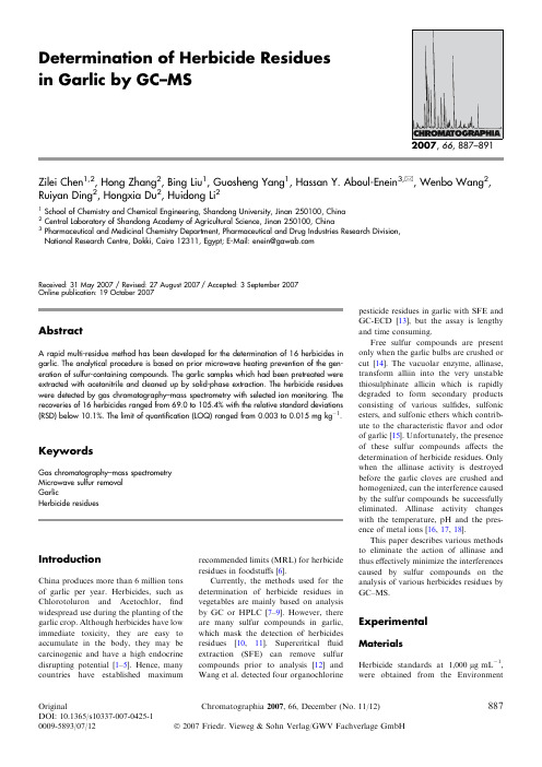 Determination of Herbicide Residues