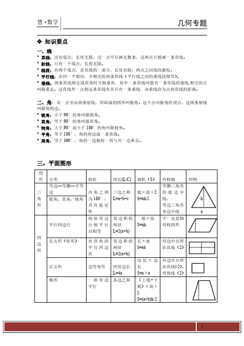 专题7几何问题(六年级培优系列)