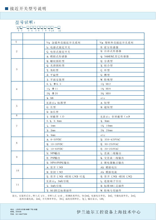 接近开关型号说明