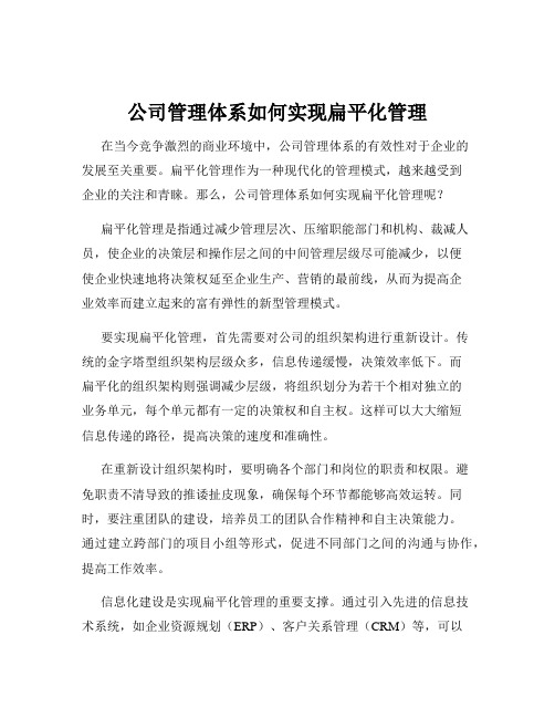 公司管理体系如何实现扁平化管理