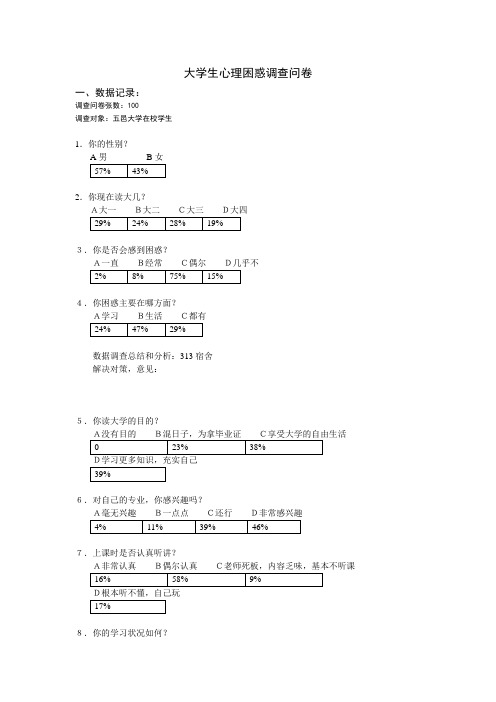 大学生心理困惑调查报告(改)