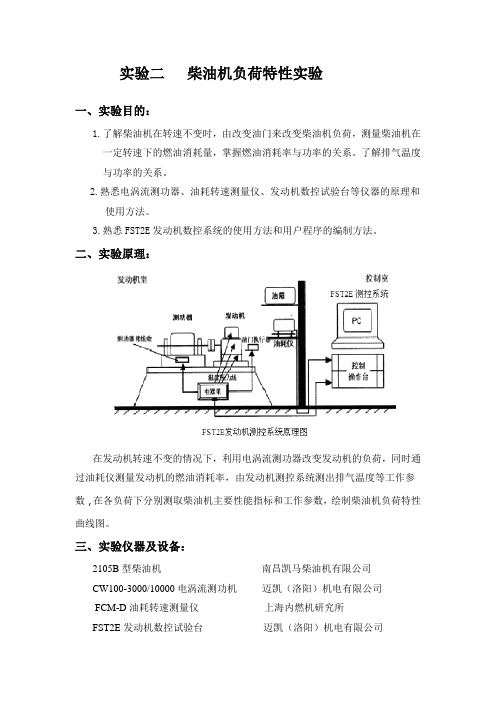 柴油机负荷特性实验本报告