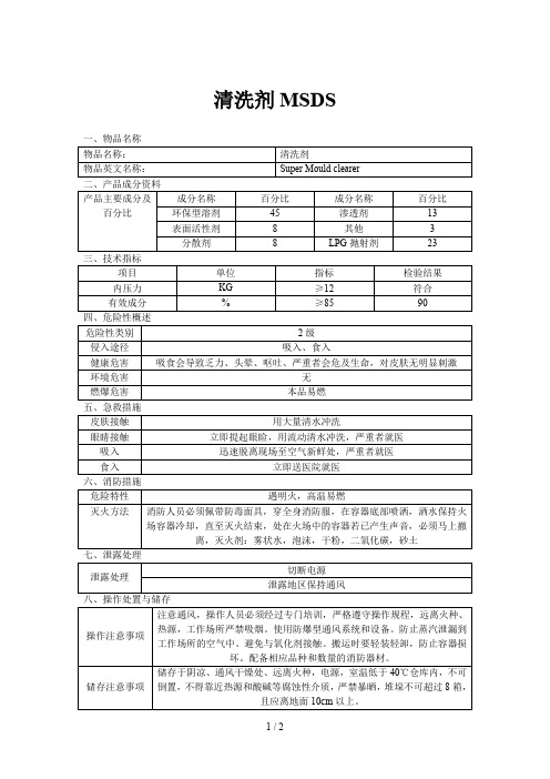 清洗剂msds-清洗剂MSDS