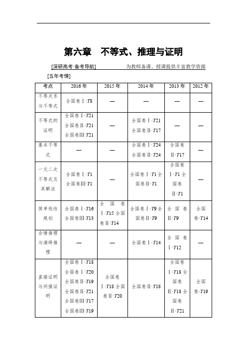 2019年一轮北师大版(理)数学教案：第6章 第1节 不等式的性质与一元二次不等式 Word版含解析