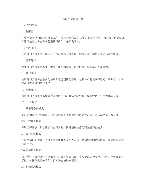 网球协会运营方案