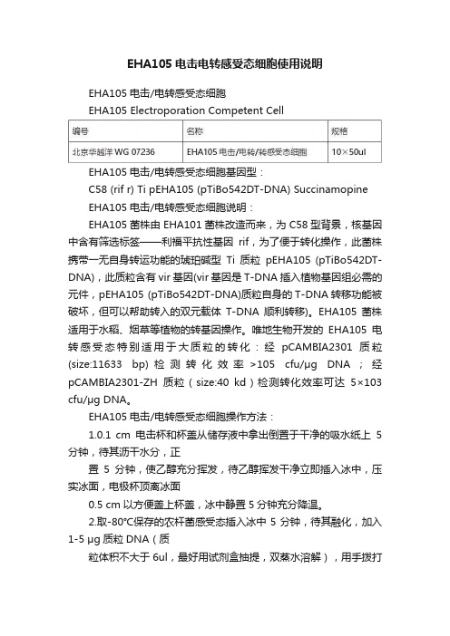 EHA105电击电转感受态细胞使用说明