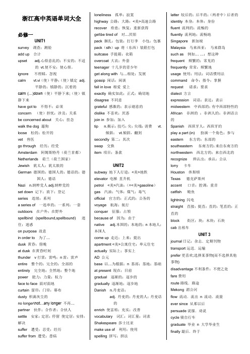 人教版(浙江)高中英语单词必修1~5选修6~7