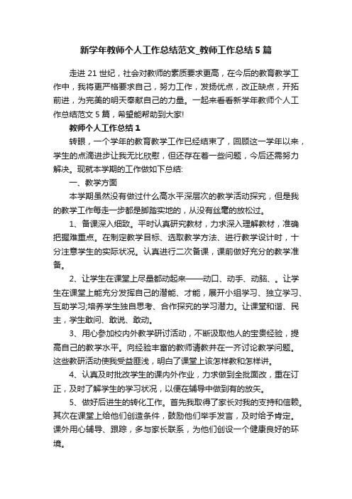 新学年教师个人工作总结范文_教师工作总结5篇