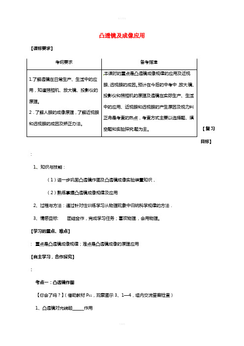 中考物理一轮复习 凸透镜成像及应用导学案