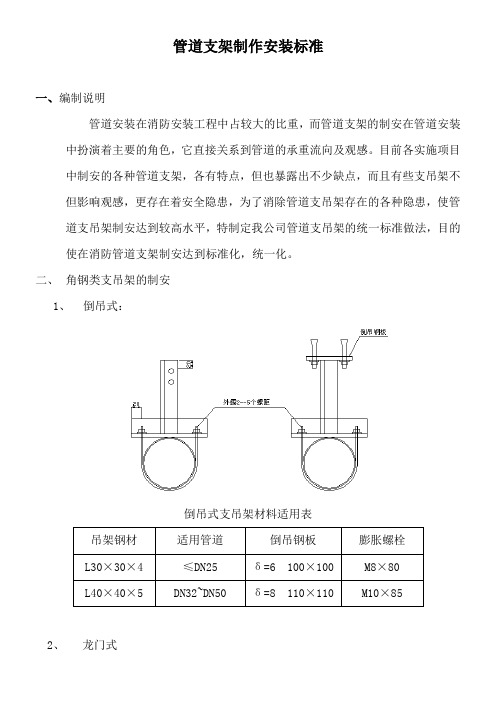 管道支架制作安装标准