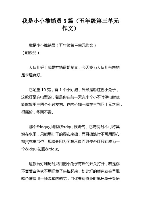 我是小小推销员3篇五年级第三单元作文