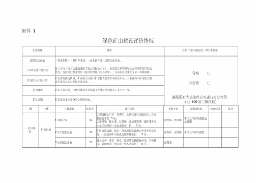 绿色矿山建设评价指标2020