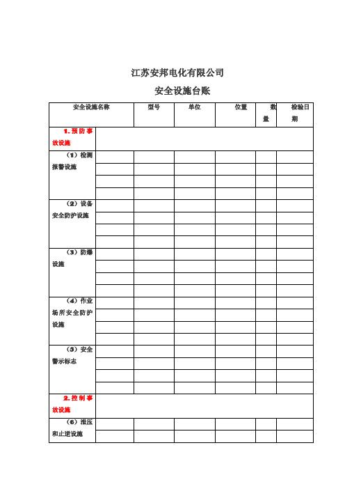 安全设施台账式样