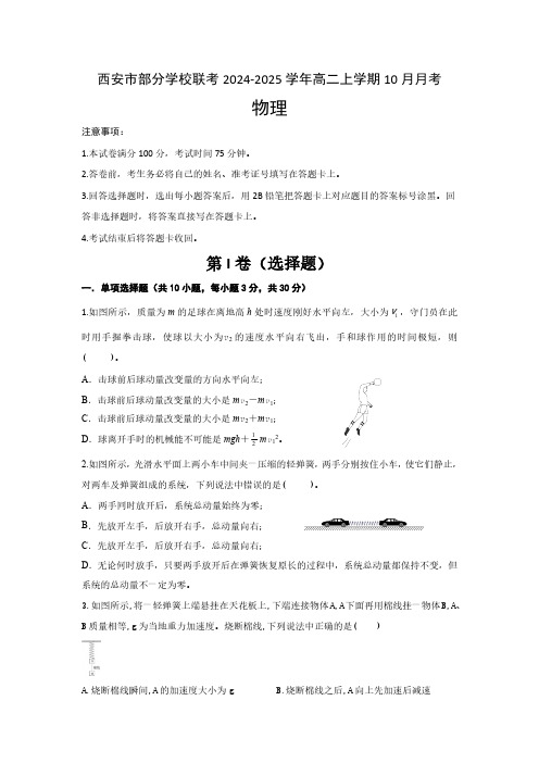 陕西省西安市部分学校联考2024-2025学年高二上学期10月月考物理试题(含答案)