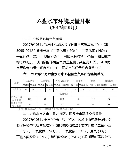 六盘水环境质量月报