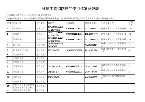 消防产品使用登记表汇总 - 副本