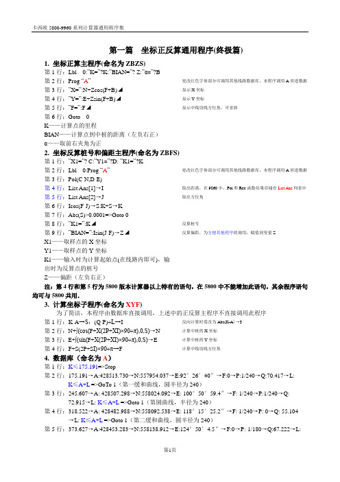 卡西欧5800-9960系列计算器通用程序集