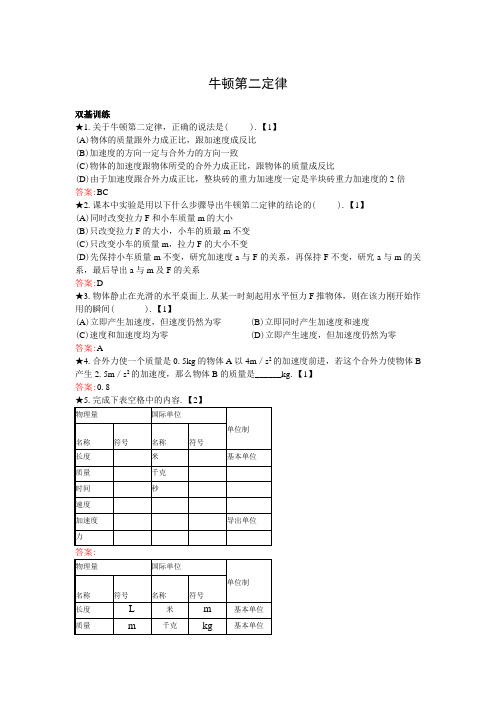 牛顿第二定律练习题