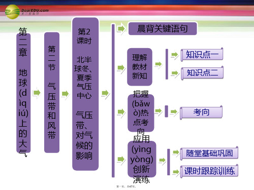 高中地理 第一部分 第二章 第二节 第2课时 北半球冬、夏季气压中心 气压带、风带对气候的影响课件 