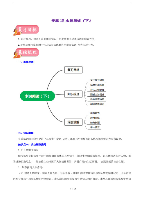 专题18 小说阅读(下)(讲练)-2023年中考语文一轮复习讲练测(部编版)(解析版)