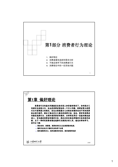 高级微观经济理论 第1章 偏好理论