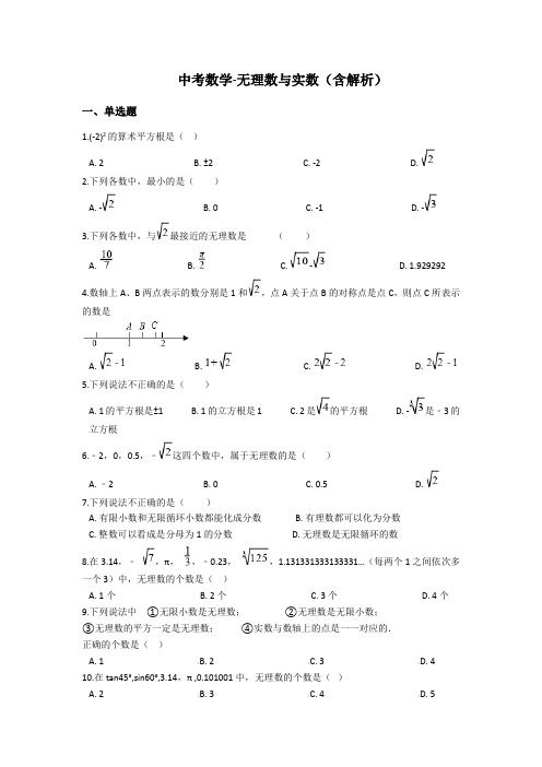 中考数学复习-无理数与实数(含解析)