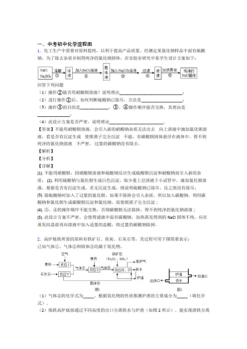 2020-2021备战中考化学二模试题分类汇编——流程图综合及答案