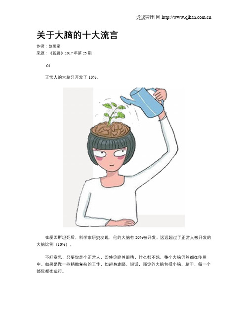 关于大脑的十大流言