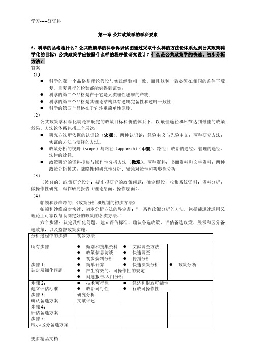 公共政策习题与答案教案资料