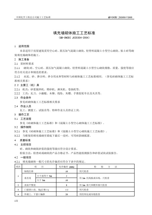 3.04 填充墙砌体砌筑施工工艺标准