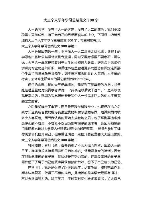 大三个人学年学习总结范文300字