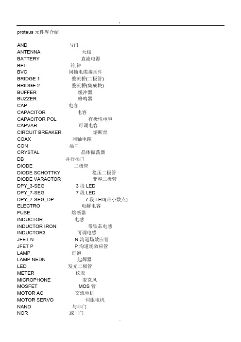 元器件中英文对照