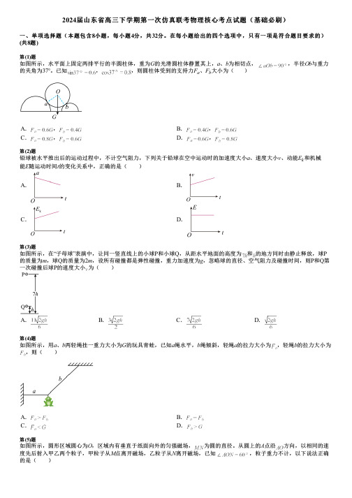 2024届山东省高三下学期第一次仿真联考物理核心考点试题(基础必刷)