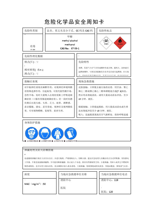 危险化学品安全周知卡(31种)