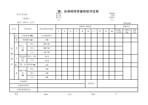 墩、台身砌体评定表