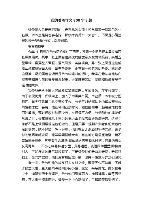 我的爷爷作文800字5篇