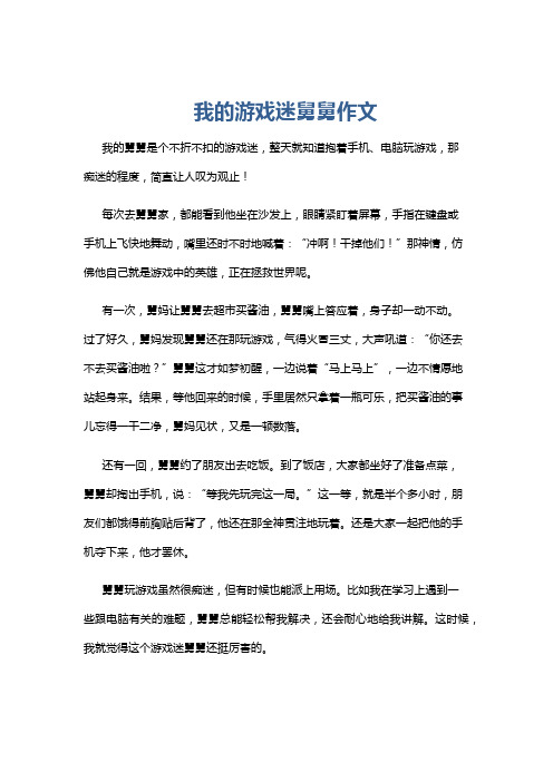 我的游戏迷舅舅作文