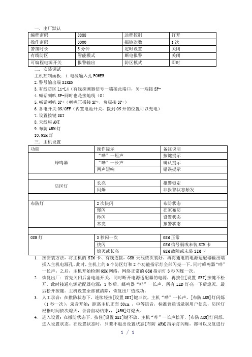 《报警器说明书》word版